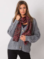 Bordowy szalik damski ze złotą nicią