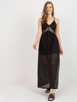 Hurt Czarna ażurowa sukienka z rozcięciem OCH BELLA