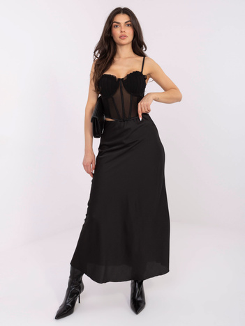 Czarna satynowa spódnica z wysokim stanem