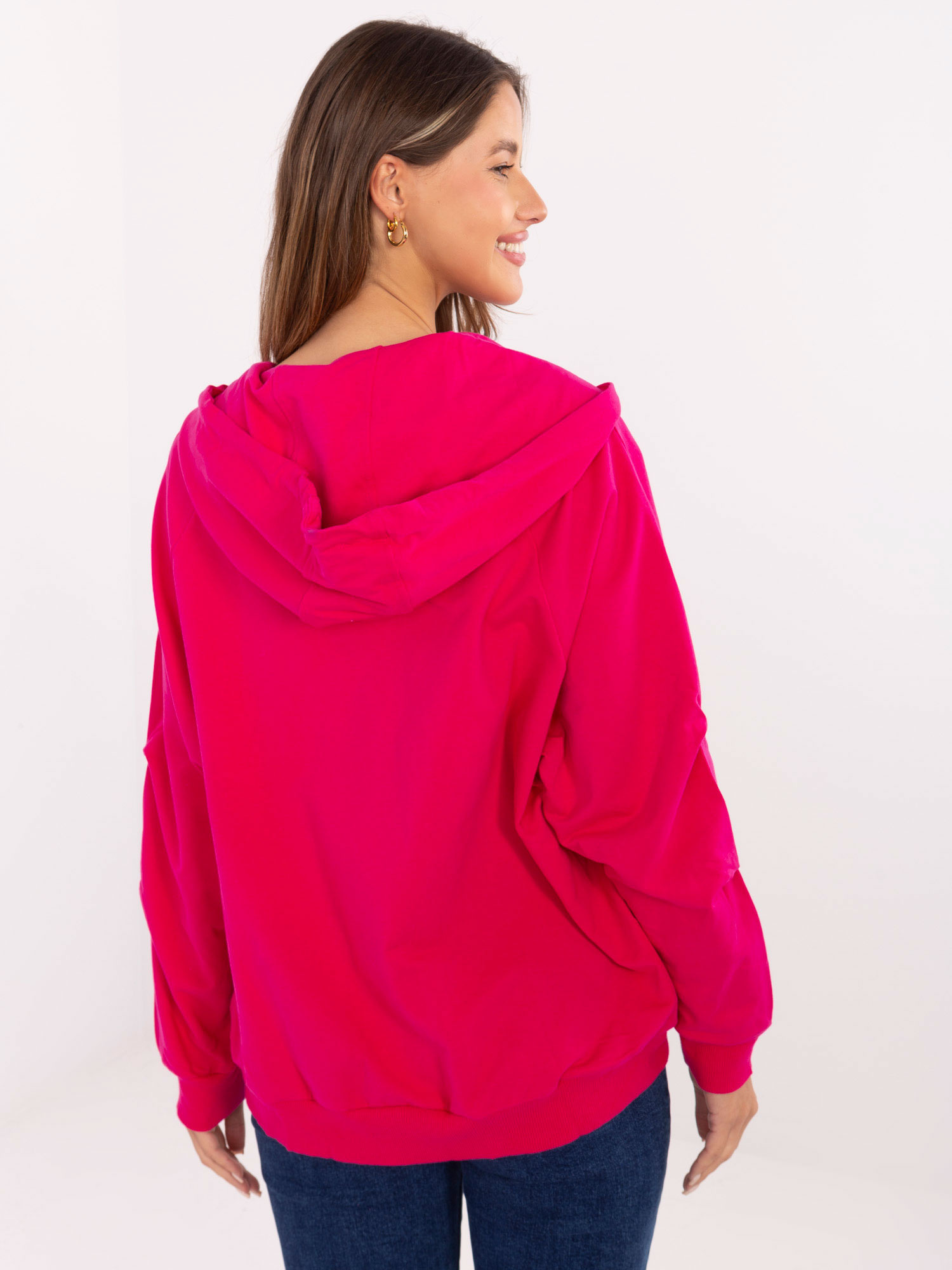 Fuchsia offene Oversize-Jacke mit Taschen.