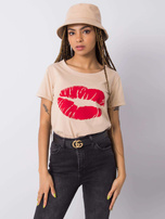 Beige T-shirt with print Tiziana OCH BELLA