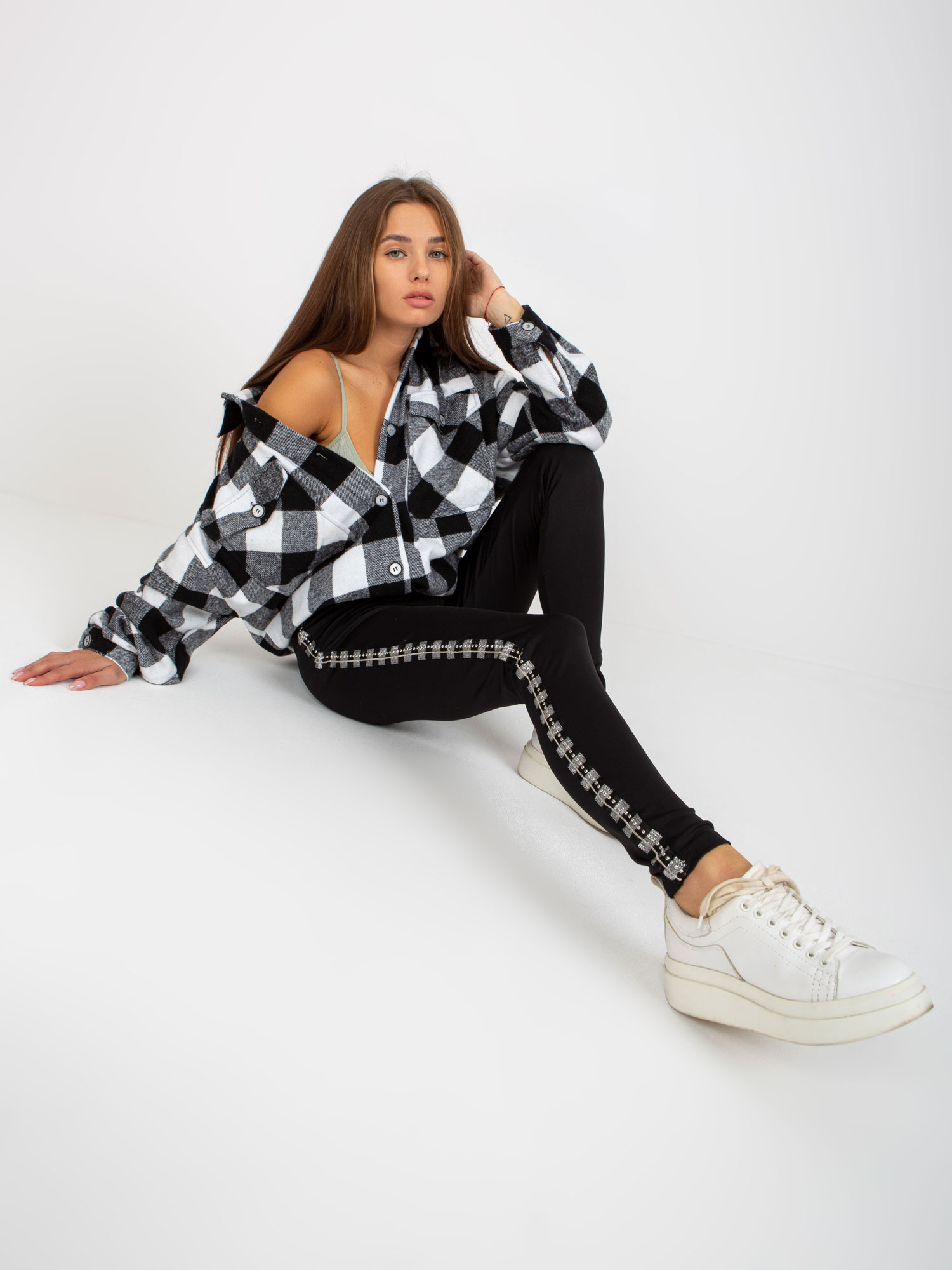 Czarne damskie legginsy na co dzień high waist