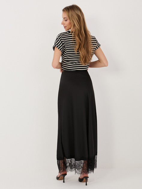 Czarna spódnica z koronkowym wykończeniem RUE PARIS