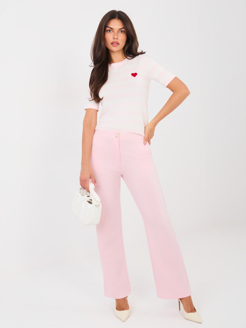 Jasnoróżowe spodnie z prostą nogawką RUE PARIS