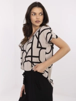 Beżowa damska bluzka z nadrukiem SUBLEVEL