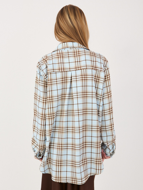 Jasnoniebieska damska koszula oversize w kratę
