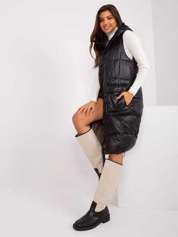 Hurt Czarna długa kamizelka z kapturem SUBLEVEL