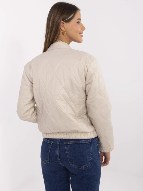 Hurt Beżowa pikowana kurtka bamberka ze stójką