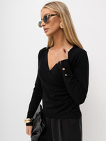 Black women's wrap sweater.