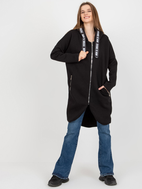 Hurt Czarna dresowa długa bluza rozpinana z kapturem
