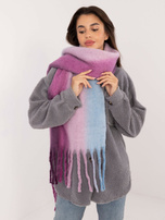 Hurt Ciemnofioletowo-niebieski zimowy szal ombre 