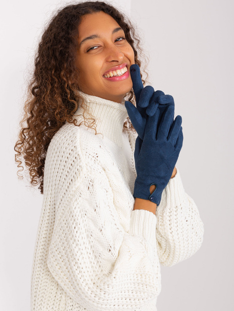 Hurt Ciemnoniebieskie rękawiczki w geometryczne wzory