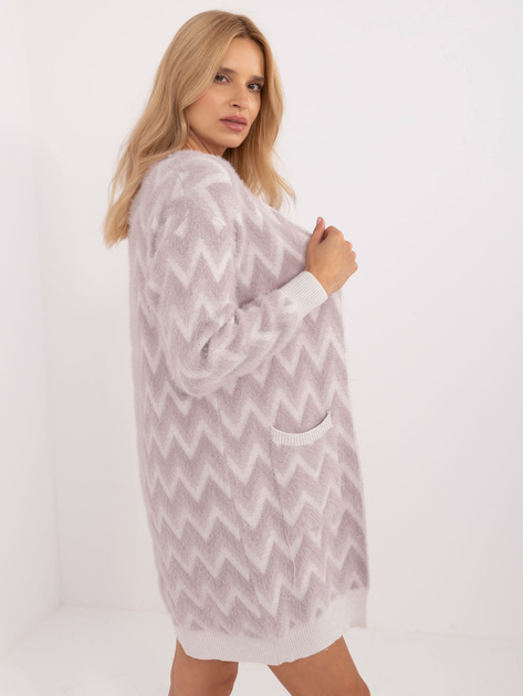 Hurtownia online Jasnofioletowy luźny kardigan z kieszeniami