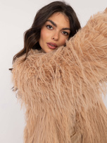 Hurtownia Camelowa futrzana kurtka z kieszeniami