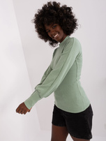 Hurt Pistacjowa prążkowana bluzka basic RUE PARIS