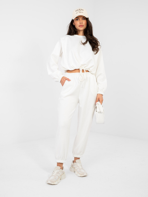 Ecru dresowy komplet ze ściągaczem na bluzie RUE PARIS