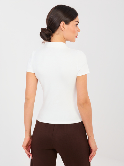 Ecru damska koszulka polo z wiskozy