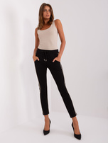 Hurt Czarne damskie spodnie dresowe z lampasami