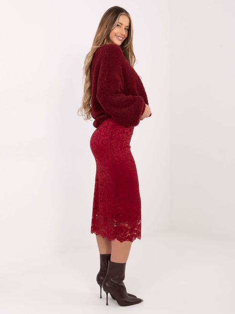 Bordowa elegancka spódnica z koronki