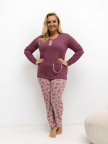 Brudnoróżowa piżama plus size z bluzką i spodniami