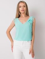 Miętowy top z koronką Sapphire