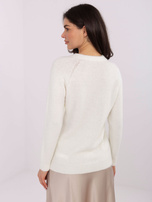 Ecru damski sweter z okrągłym dekoltem