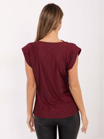 Burgundowa bluzka z poduszkami na ramionach 