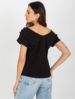 Hurt Czarna bluzka z guzikami na rękawach OCH BELLA