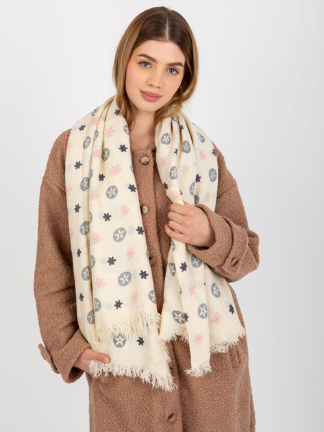 Hurtownia online Ecru damski szal z printami