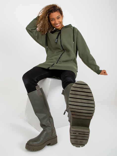 Hurt Khaki długa rozpinana bluza basic z kieszeniami RUE PARIS  