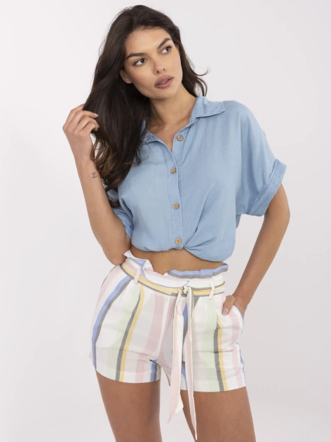 Białe szorty z wiązanym paskiem RUE PARIS