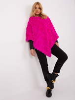 Hurtownia Fuksjowe futrzane poncho damskie