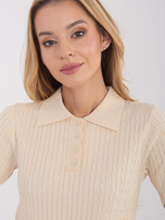 Jasnobeżowy damski sweter ze ściągaczami