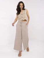 Ciemnobeżowe letnie spodnie palazzo SUBLEVEL