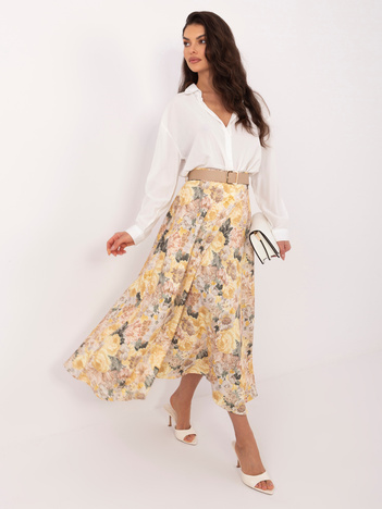 Żółta elegancka spódnica w kwiaty RUE PARIS 
