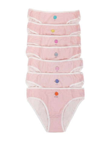 Hurt Biało-różowe damskie figi z napisami 7-pak