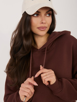 Chocolate two-piece set with a hooded sweatshirt.