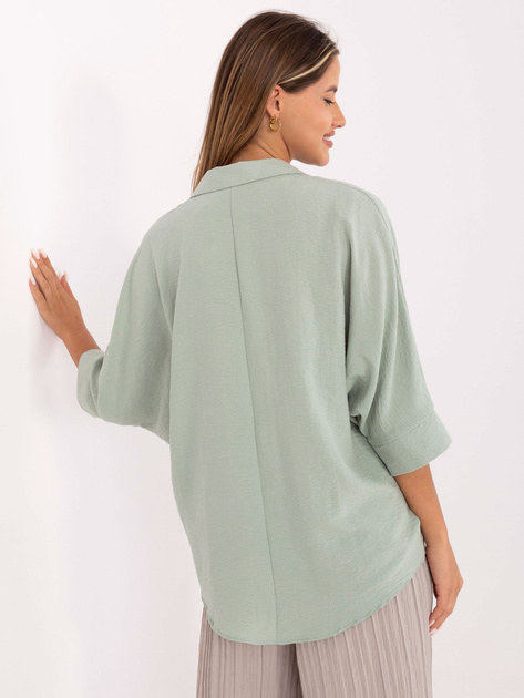 Pistacjowa koszula z ozdobnymi guzikami RUE PARIS
