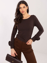 Czekoladowa krótka bluzka z drapowaniem