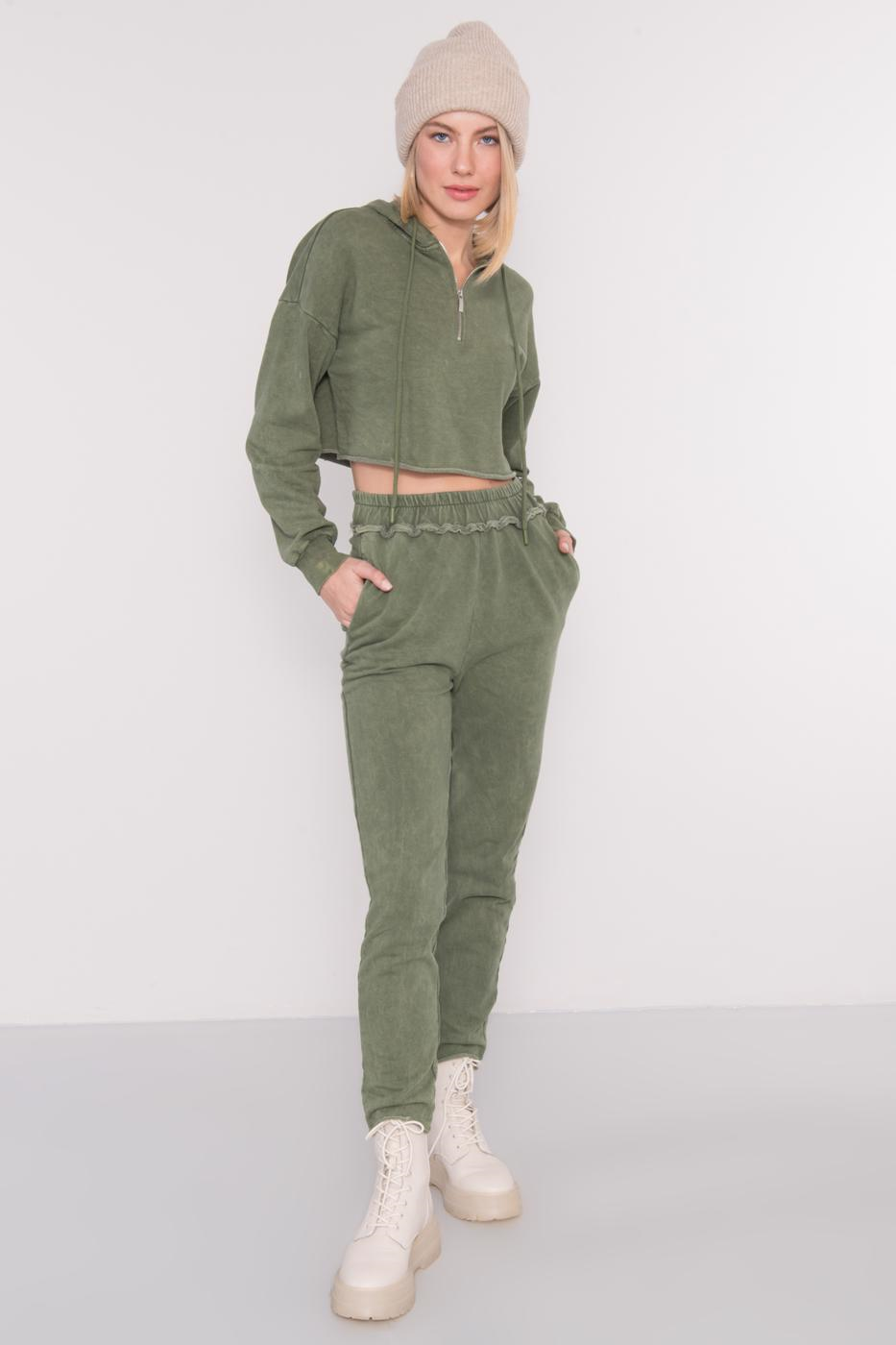 Khaki spodnie dresowe rurki BSL