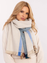 Hurtownia Beżowy zimowy szal damski z wiskozy