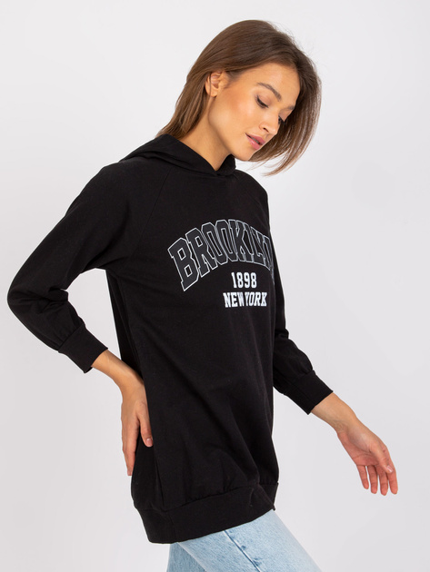 Czarna długa bluza dresowa z kapturem Roxane