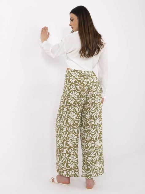 Oliwkowe letnie spodnie we wzory SUBLEVEL