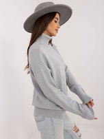 Hurtownia Szary luźny sweter golf we wzory