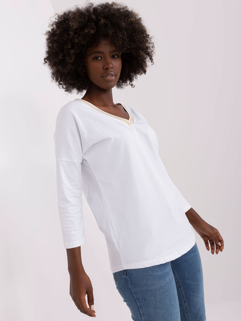 Hurt Biała bluzka oversize z dekoltem V RUE PARIS