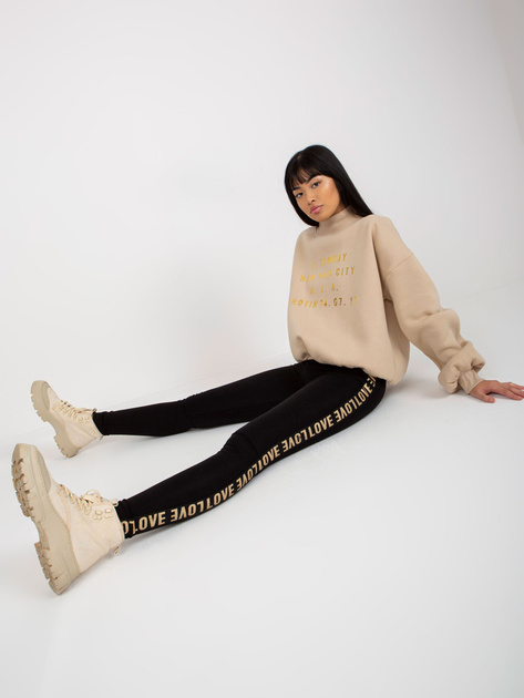 Hurt Czarne legginsy casualowe z napisami po bokach