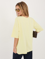 Jasnożółty t-shirt basic z okrągłym dekoltem RUE PARIS