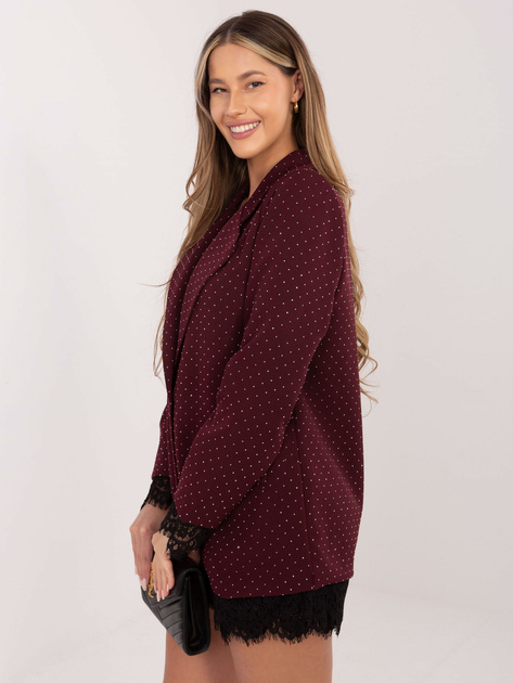 Burgundowa elegancka marynarka z koronką