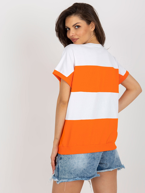 Hurt Biało-pomarańczowa letnia bluzka basic w paski