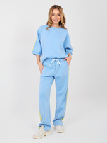 Helles blaues Oversize-Sweatshirt mit 3/4-Ärmeln RUE PARIS.